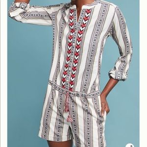 Anthropologie Embroidered Tania Romper